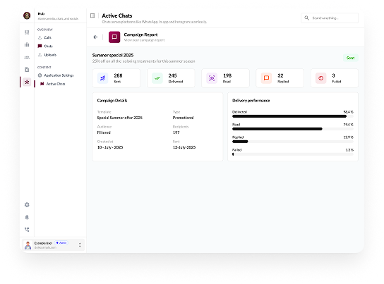 WhatsApp Broadcast - Reach your clients directly with instant WhatsApp messages. Promote services, share offers, and stay top-of-mind with automated or scheduled broadcasts.